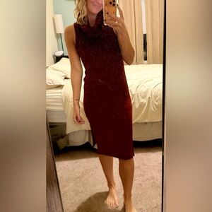 Elegant Red Sleeveless sweater Dress
